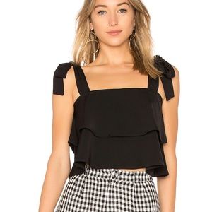 Superdown Helene tie strap tank top cami black